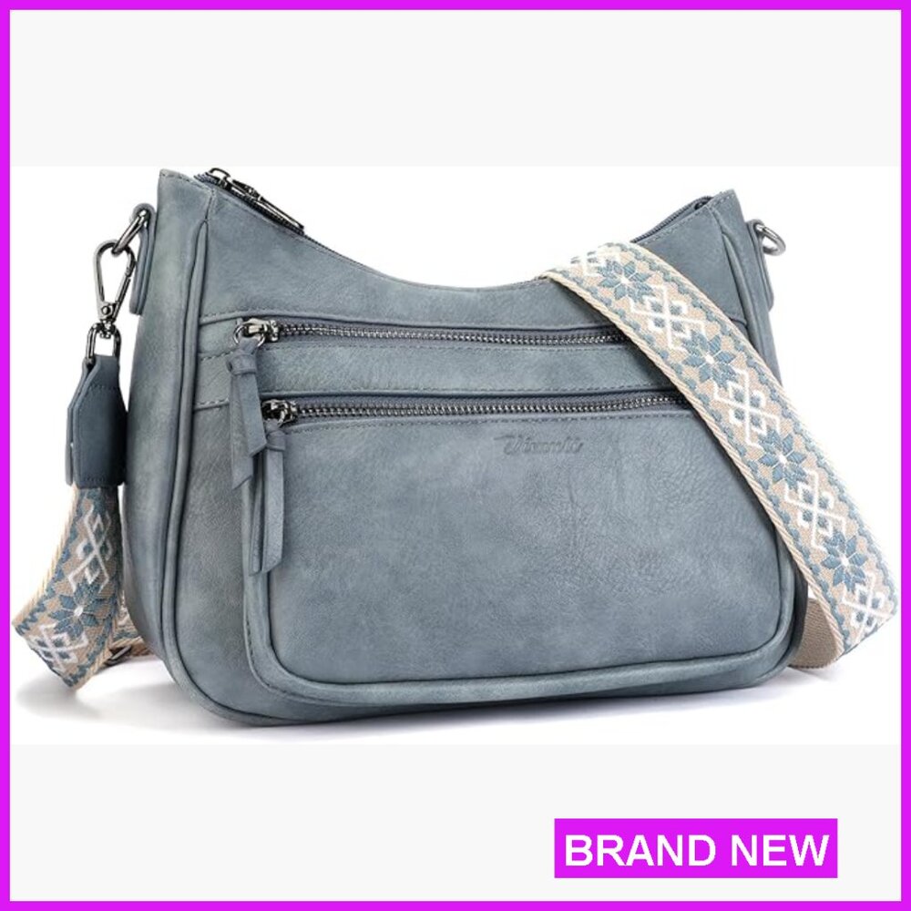 Trendy Leather Crossbody Bag Multi Pocket Lightweight Travel Purse